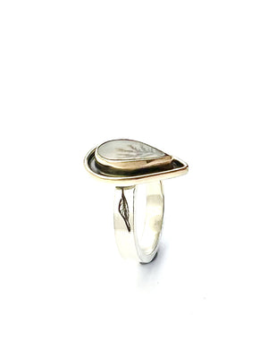 Dendritic Agate Ring in 14k Gold and Sterling Silver