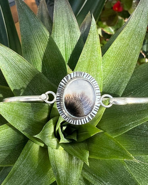 Dendritic Agate Bracelet, Sterling Silver Gemstone Bracelet, Gardener's Bracelet, Nature Lover Jewelry