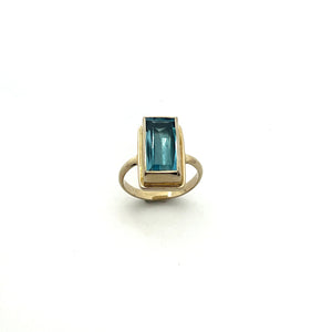 Blue Topaz 14k Gold  Ring, Aqua Gemstone Jewelry, December Birthstone Ring