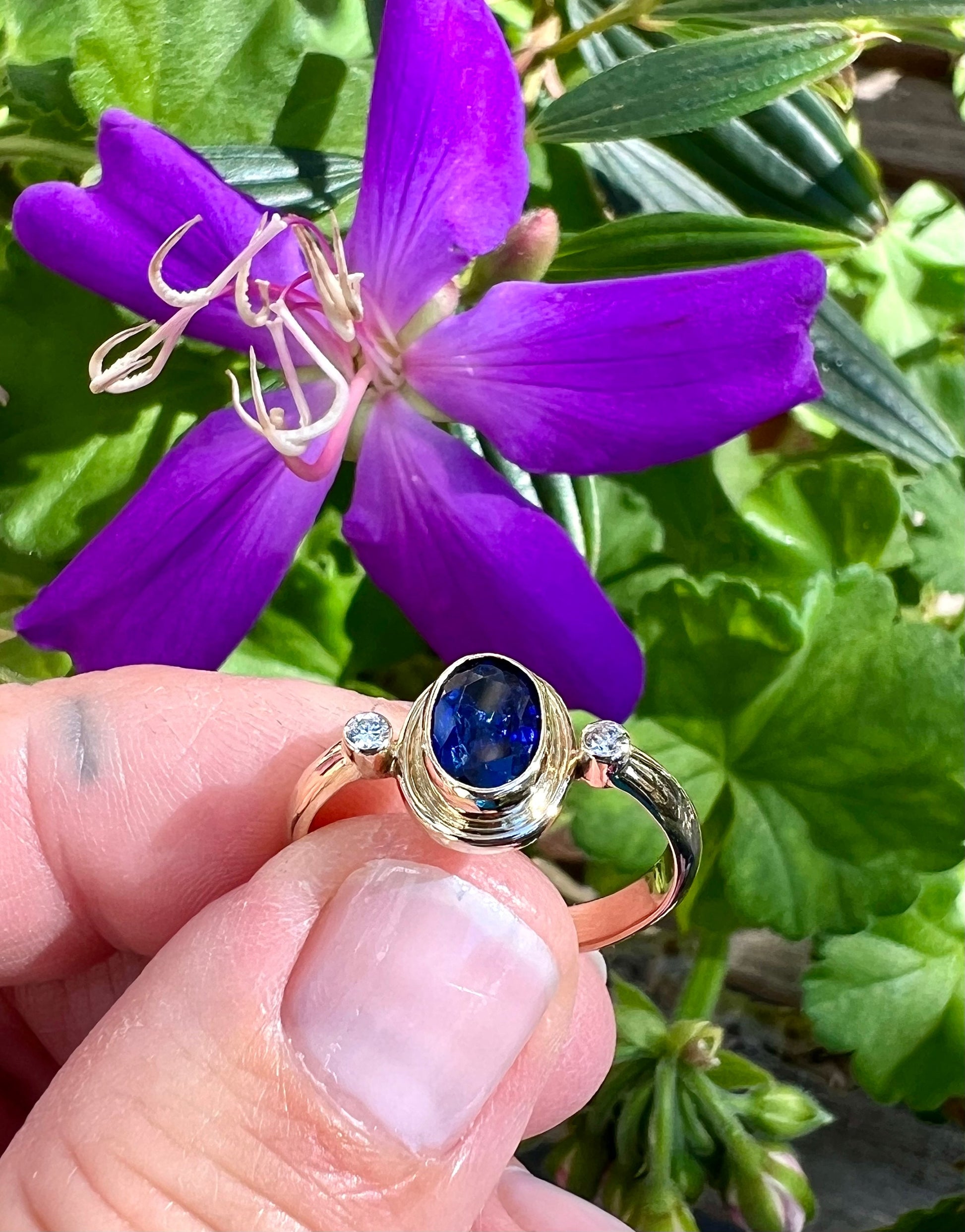 Sapphire and Diamond Ring In 14k Gold, September Birthstone Ring, Alternate Engagement ring, Friendship Ring