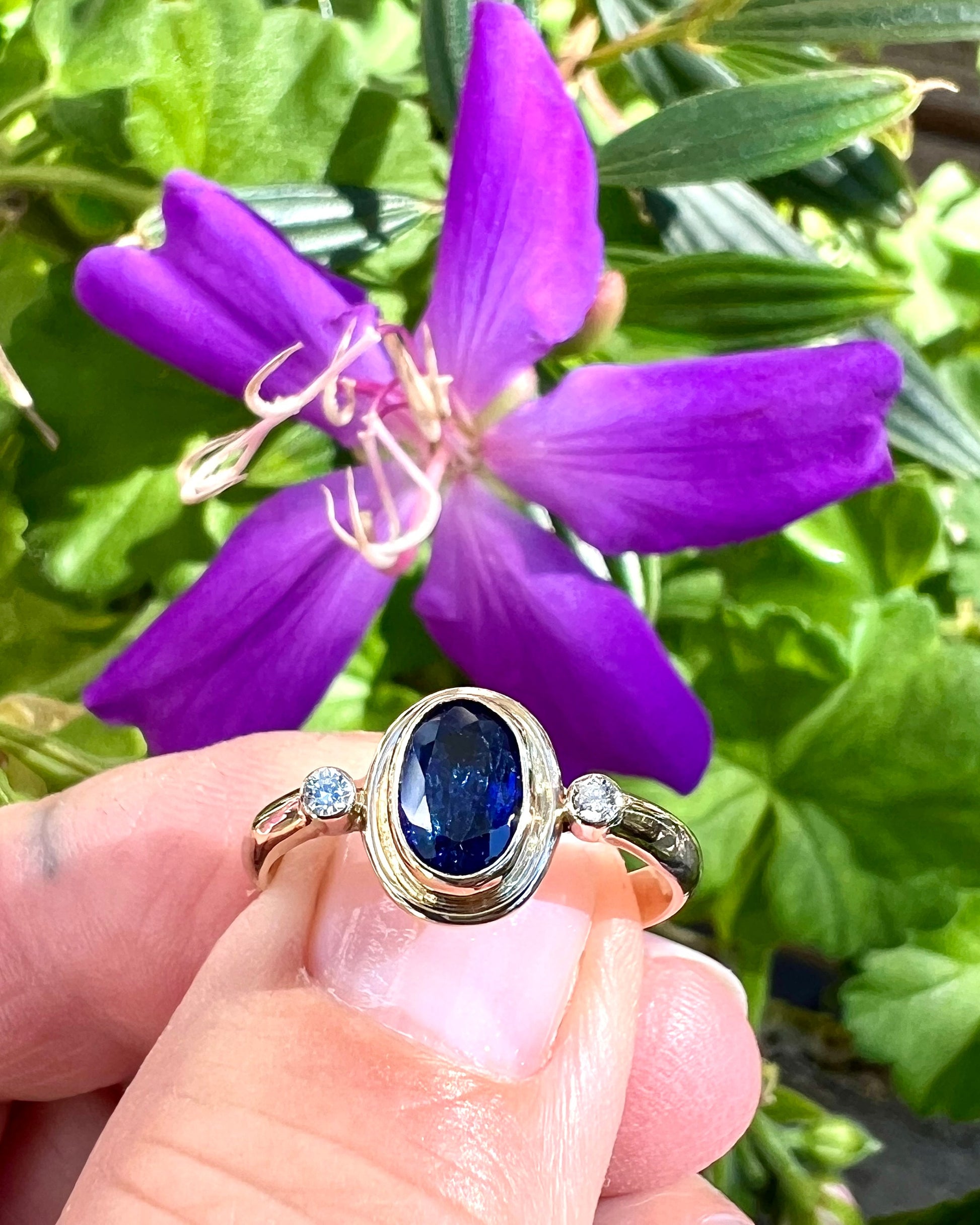 Sapphire and Diamond Ring In 14k Gold, September Birthstone Ring, Alternate Engagement ring, Friendship Ring