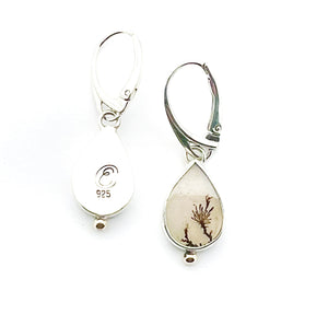 Dendritic Agate Earrings In Sterling Silver with 14k Gold Accents, Nature Lover Earrings, Floral Earrings