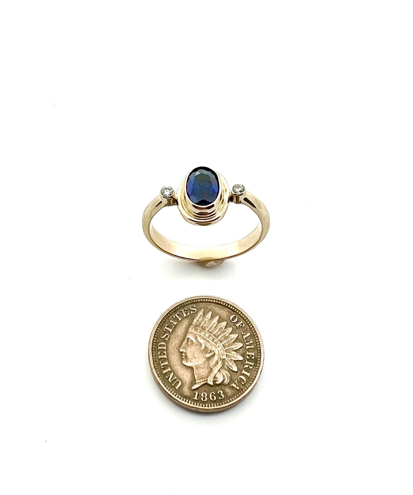 Sapphire and Diamond Ring In 14k Gold, September Birthstone Ring, Alternate Engagement ring, Friendship Ring