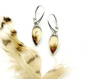 Dendritic Agate Earrings In Sterling Silver with Gold Granulation, Gemstone Jewelry, Work Earrings